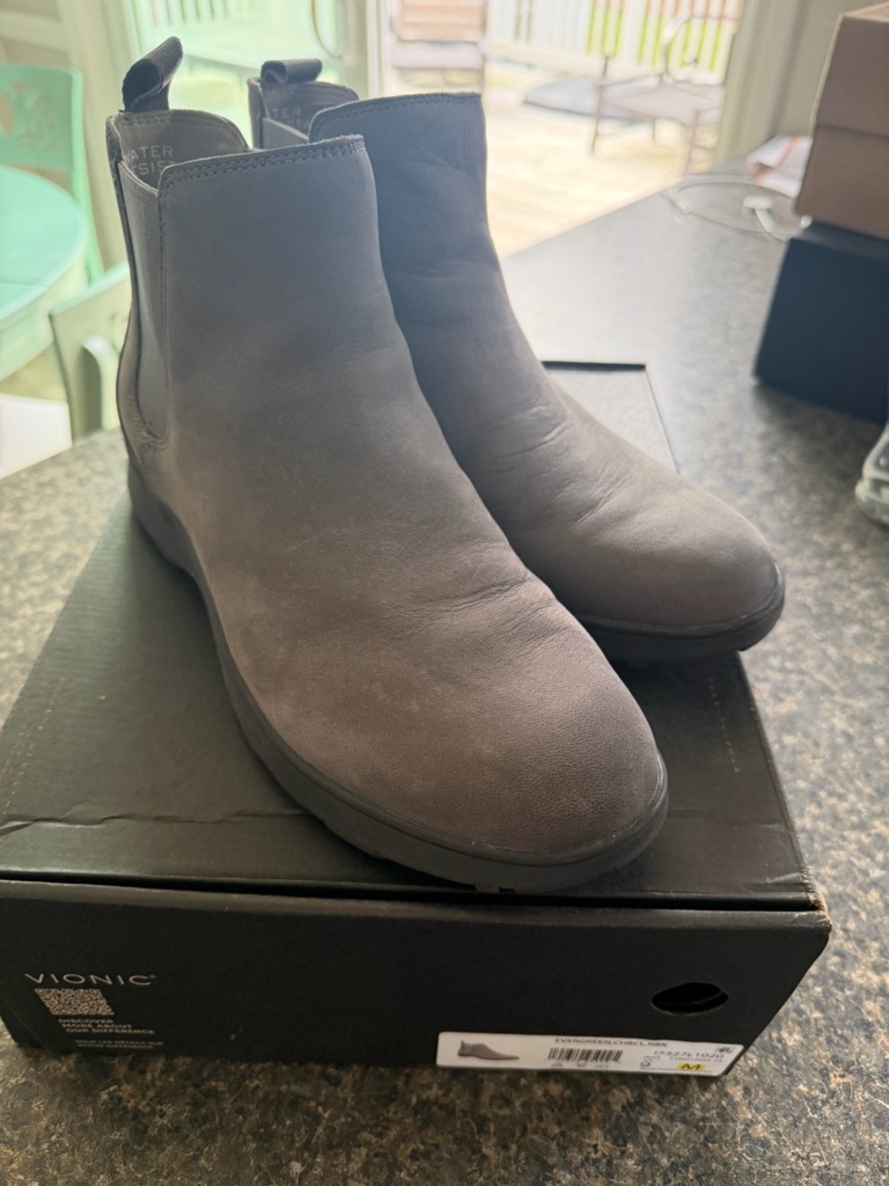 Vionic Gray Chelsea Booties with Elastic Sides